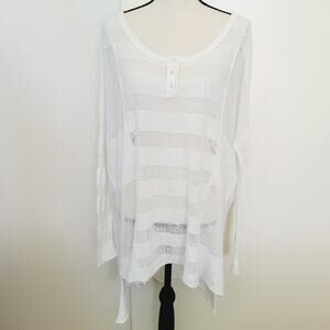 Free People Women's Tunic Top Size XSmall Linen Blend Fine Knit Boho Coastal